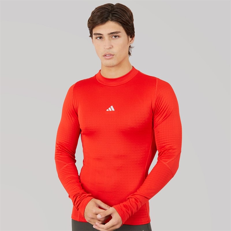 adidas Mens Techfit COLD.RDY Long Sleeve T-Shirt Red