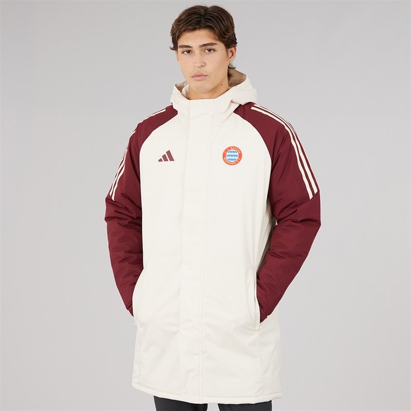 adidas Mens FCB Bayern Munich 24/25 Tiro 24 European Stadium Parka Jacket Linen/Shadow Red