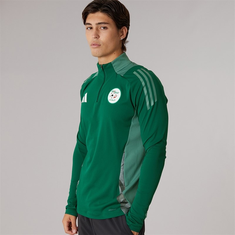 adidas Mens FAF Algeria 1/4 Zip Track Top Dark Green