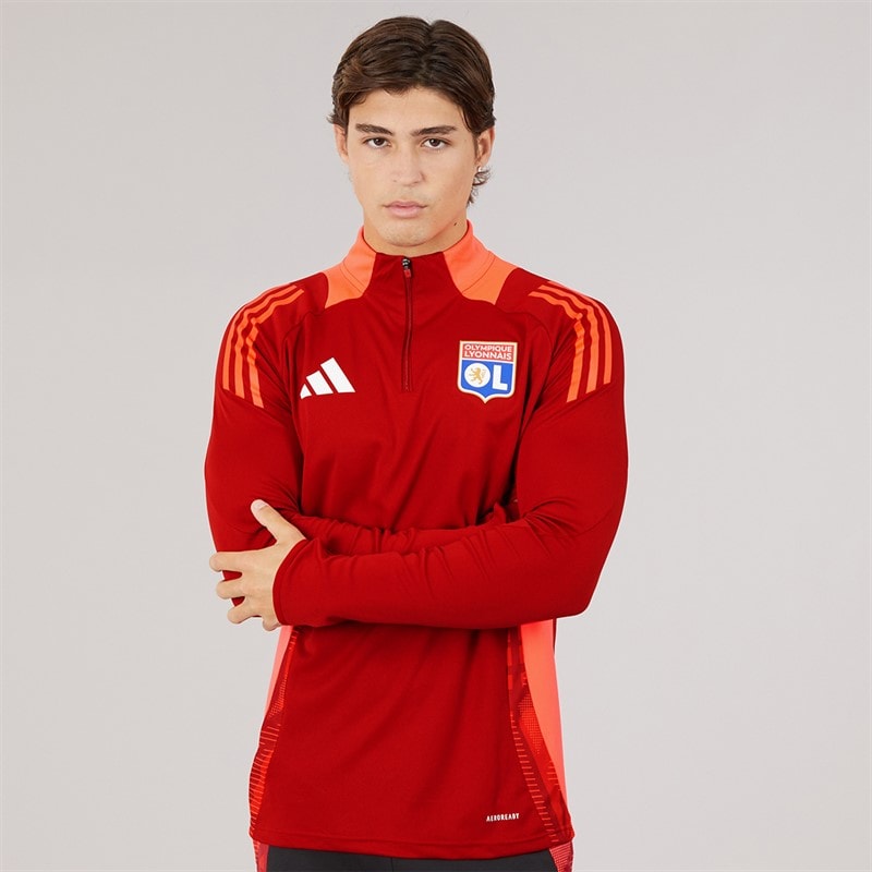 adidas Mens OL Olympique Lyonnais Tiro 24 1/4 Zip Track Top Team Power Red