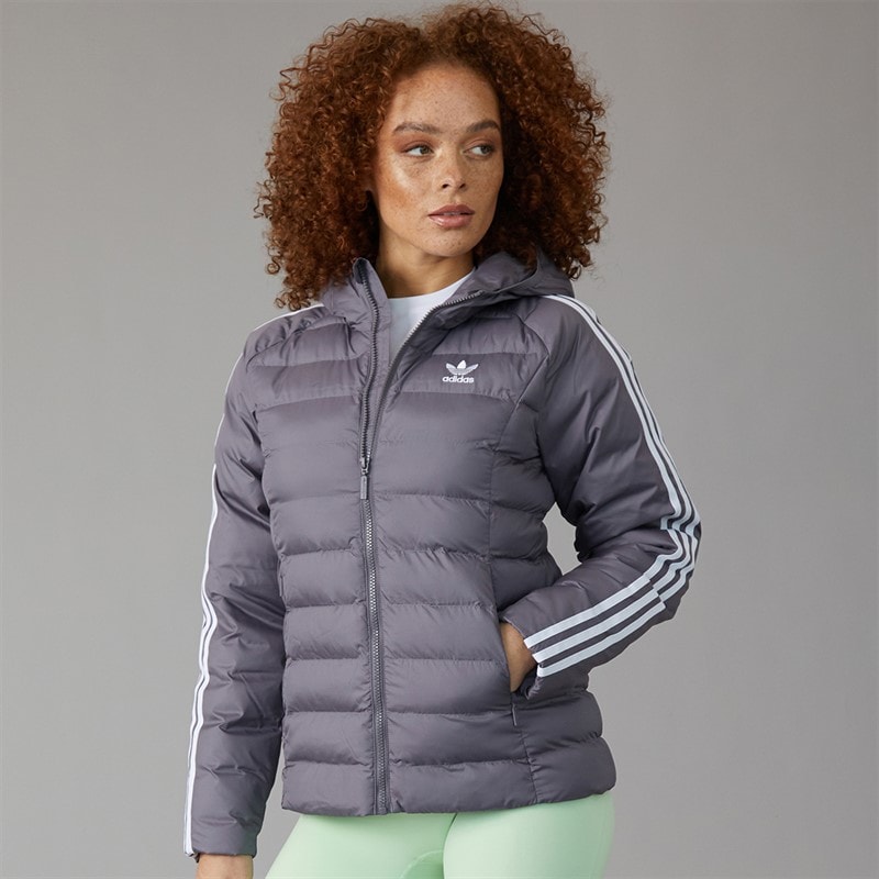 adidas Originals Womens Adicolor Padded Hooded Jacket Trace Grey