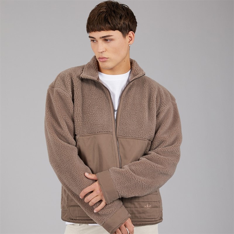 adidas Originals Mens Premium Essentials Polar Full Zip Fleece Earth Strata