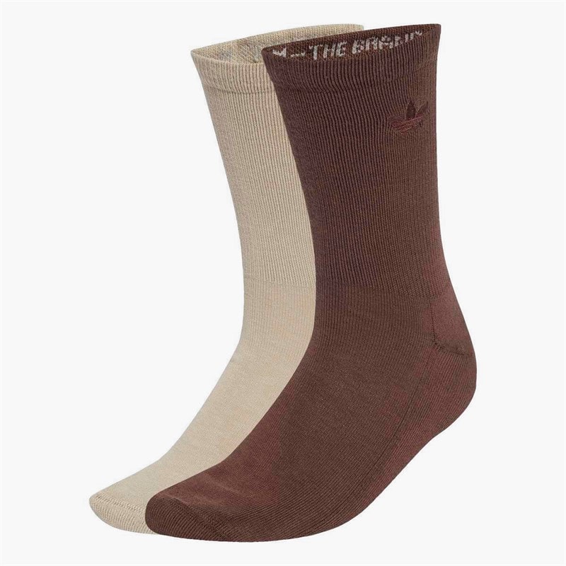 adidas Originals Two Toned Two Pack Crew Socks Stone Khaki/Auburn