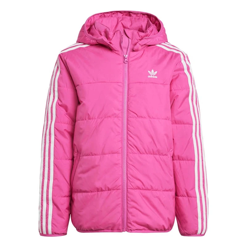 adidas Originals Junior Adicolor Trefoil Logo Padded Jacket Semi Lucid Fuchsia