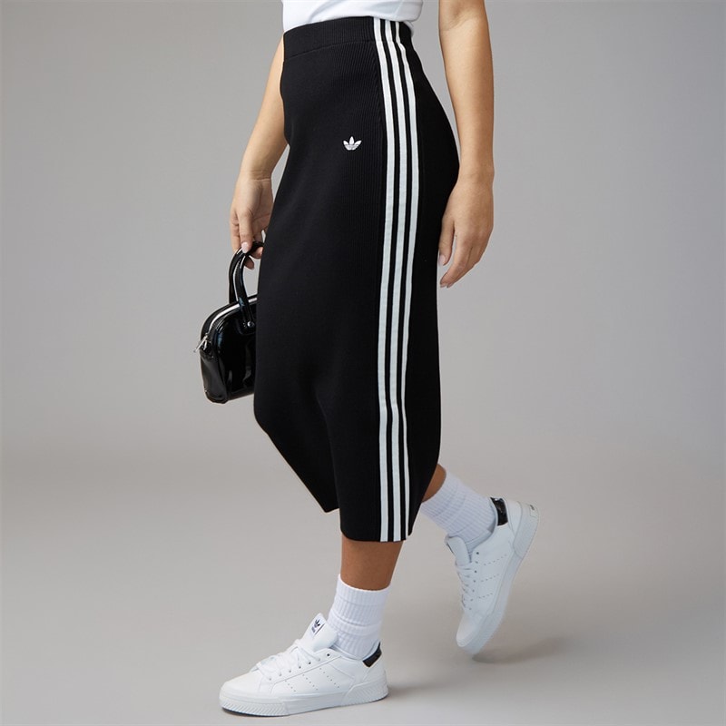 adidas Originals Womens Adicolor 3-Stripes Knit Skirt Black