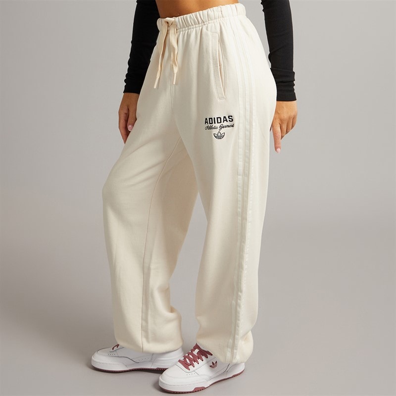 adidas Originals Womens Athletic Department Graphic Loose Fit Joggers Wonder White