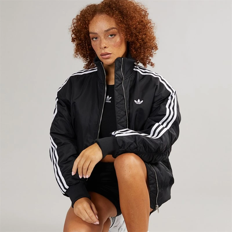 adidas Originals Womens Firebird Oversized Bomber Jacket Black