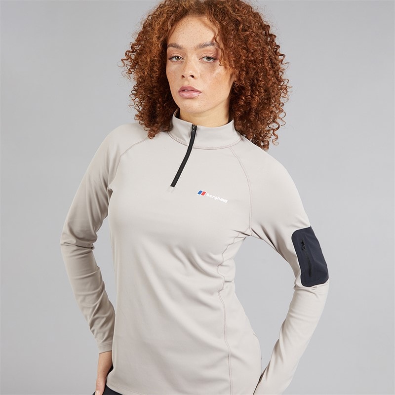 Berghaus Womens Tech Pocket 1/4 Zip Top Light Grey/Light Grey