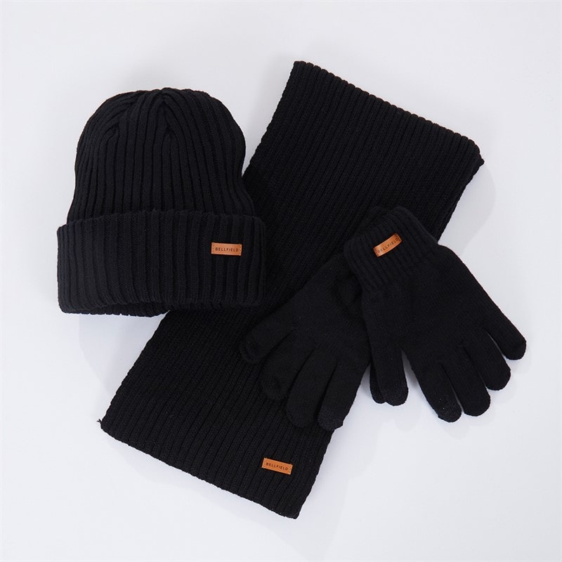 Bellfield Mens Hat Glove And Scarf Set Black