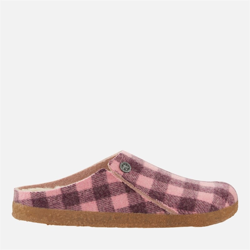 Birkenstock Womens Zermatt Shearling Slippers Plaid Dark Berry