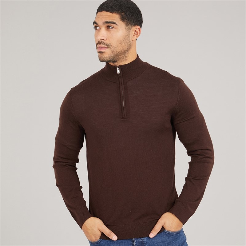 Selected Mens Roll Neck Knit Jumper Demitasse