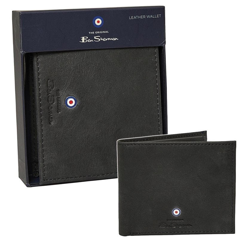 Ben Sherman Mens Target Bi Fold Wallet Black