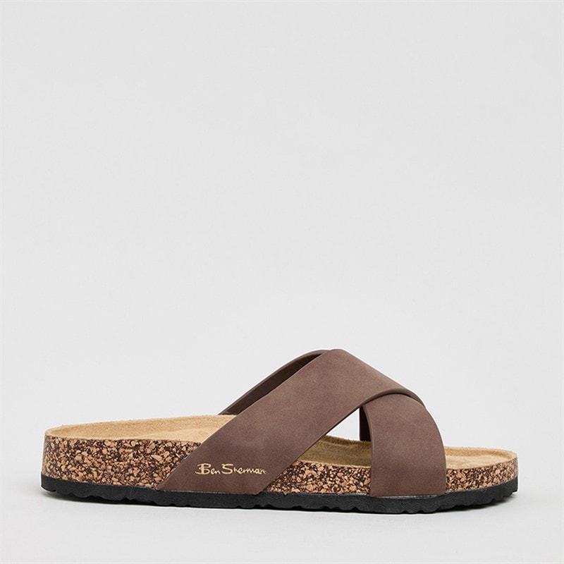 Ben Sherman Mens Hayling Cross Strap Sandals Brown