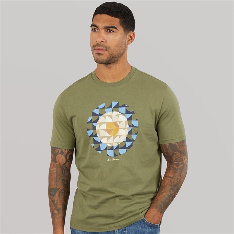 Ben Sherman Mens Geo Target T-Shirt Litchen Green