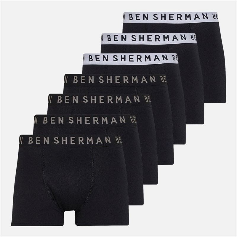 Ben Sherman Mens Seven Pack Boxers Black/White
