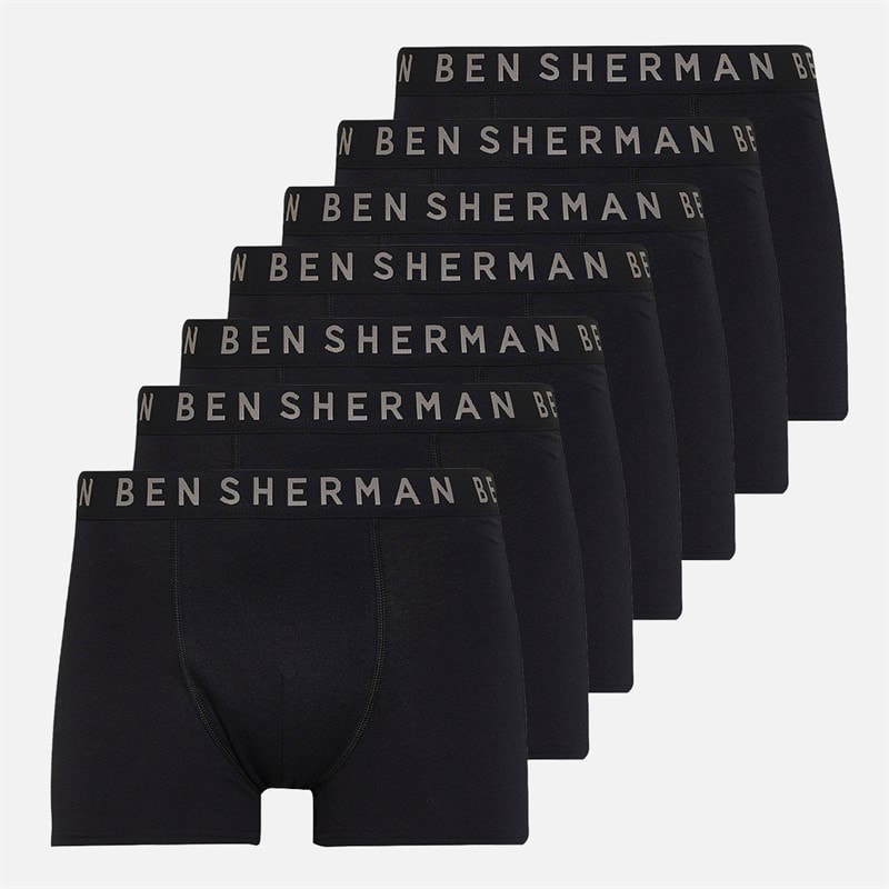 Ben Sherman Mens Seven Pack Boxers Black/Grey