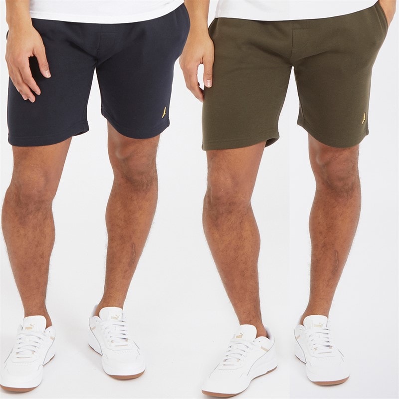Brave Soul Mens Two Pack Mccartney Shorts Navy/Khaki