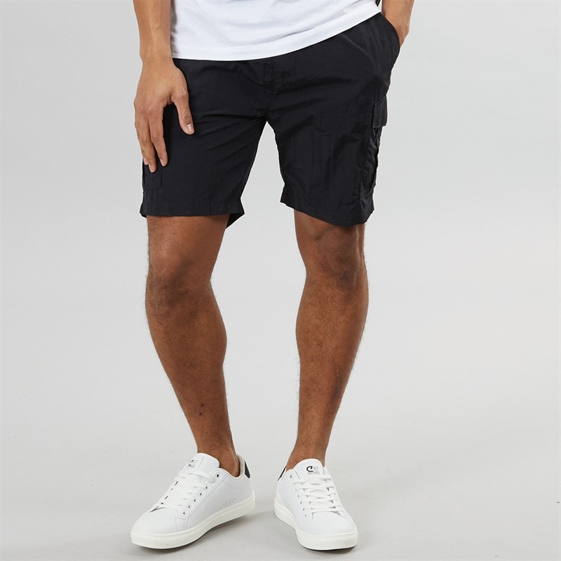 Brave Soul Mens Fine Taslan Cargo Shorts Black