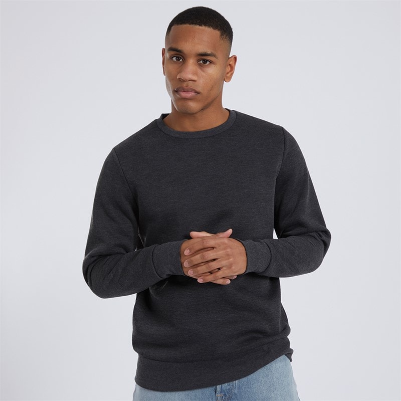 Brave Soul Mens William Sweatshirt Dark Charcoal