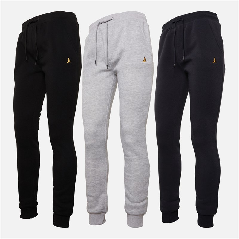 Brave Soul Mens Clinton Three Pack Joggers Black/Grey/Navy