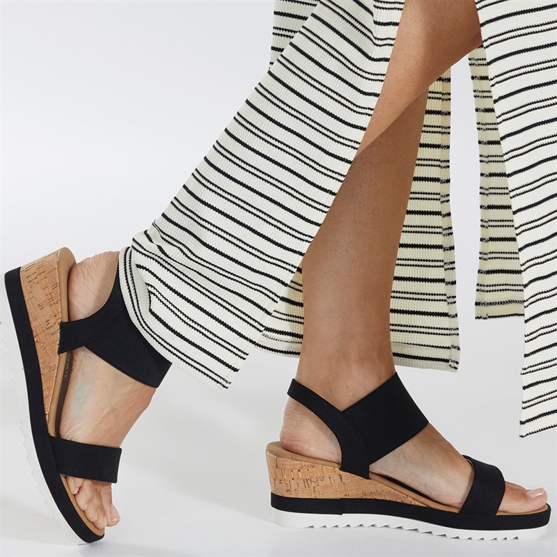 Brave Soul Womens Cher Wedge Sandals Black