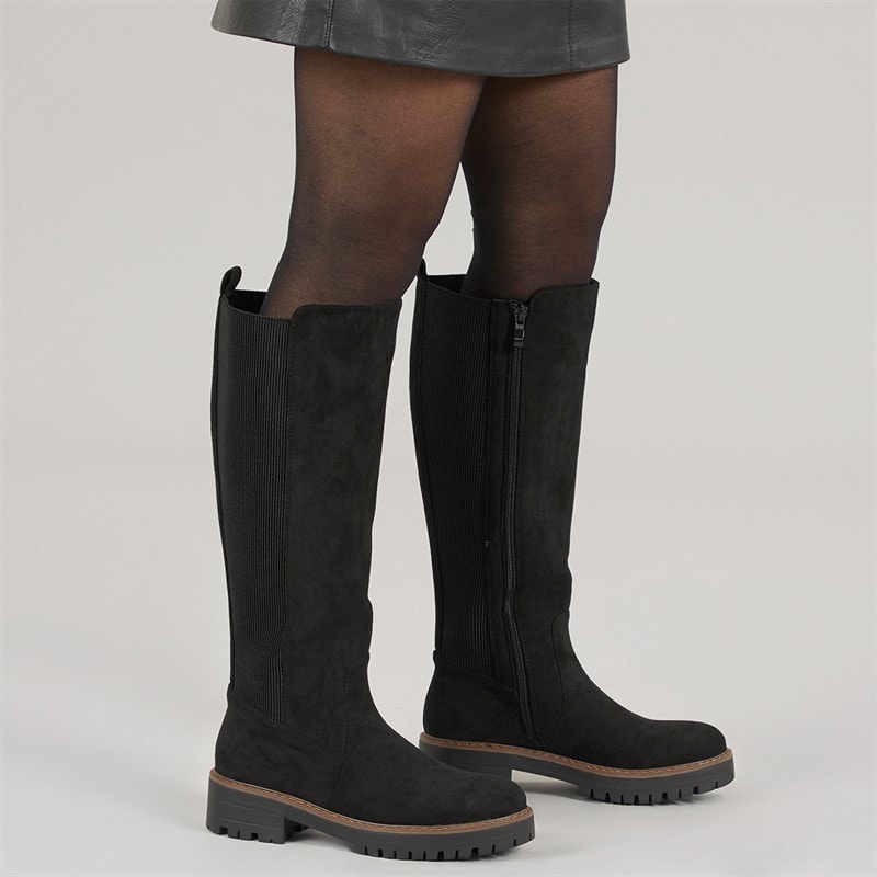 Brave Soul Womens Klara Knee High Boots Black