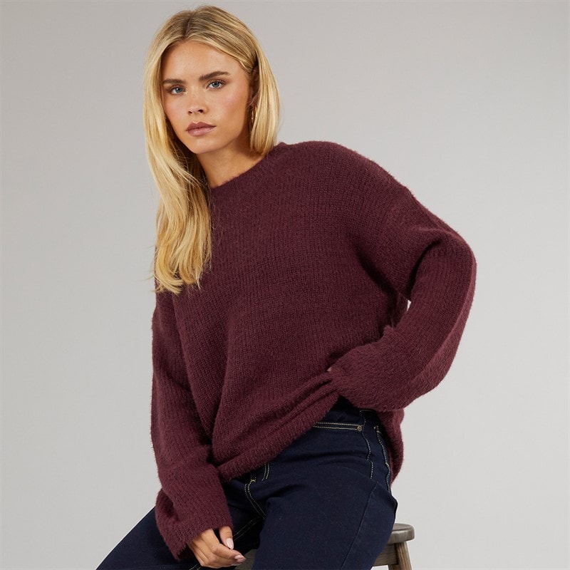 Brave Soul Womens Val Turtle Neck Jumper Aubergine