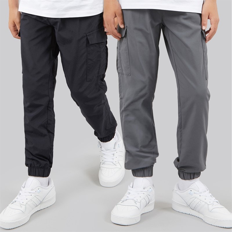 Brave Soul Boys Two Pack Taslan Cargo Trousers Navy/Grey