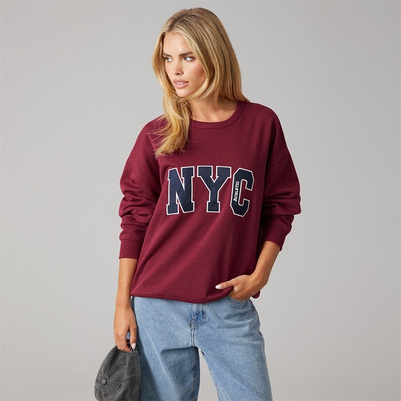 Brave Soul Womens Arlo Sweatshirt Burgundy/Navy Burgundy/Yellow