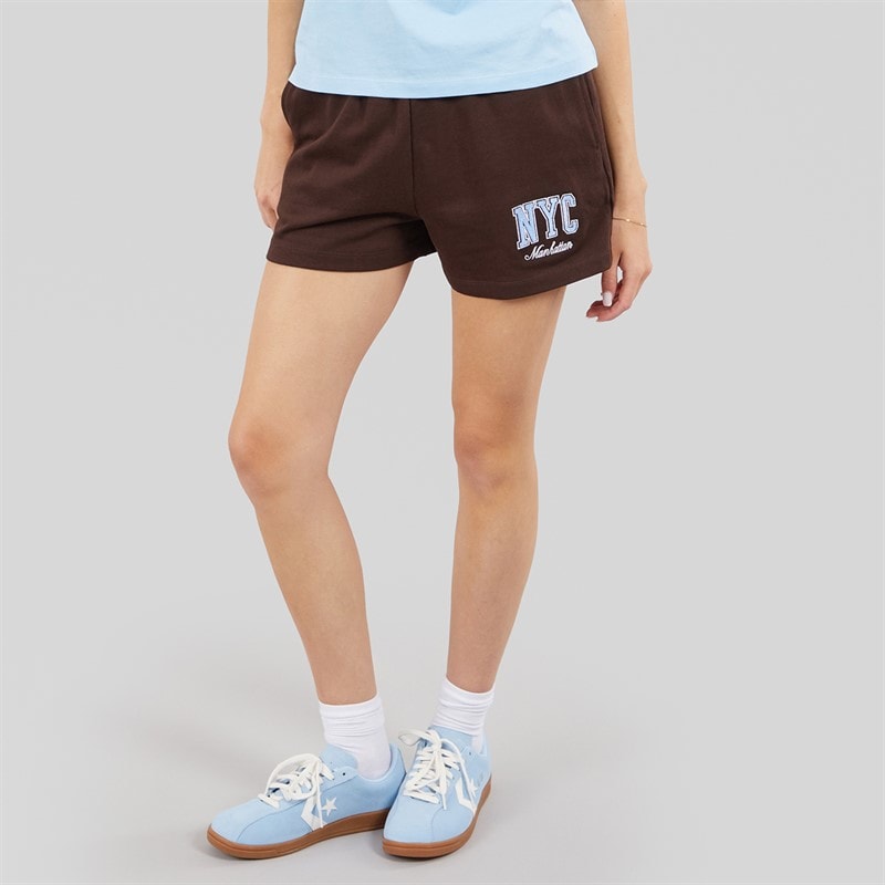 Brave Soul Womens Fraser Drawstring Shorts Chocolate/Blue