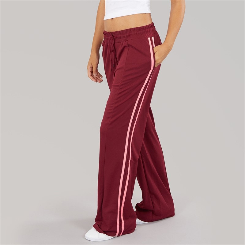 Brave Soul Womens Noelle Stripe Joggers Burgundy/Pink