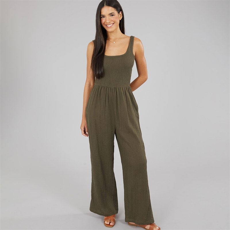 Brave Soul Womens Rennie Jumpsuit Khaki