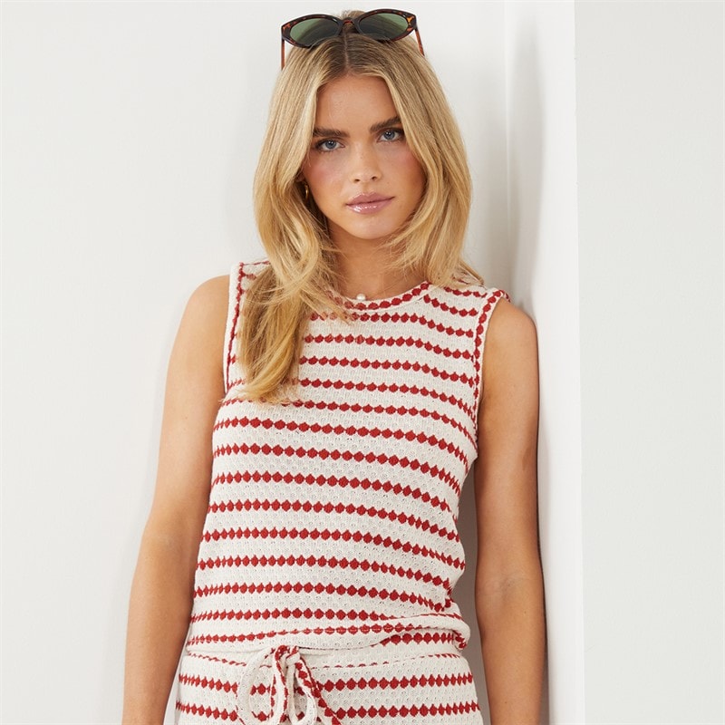Brave Soul Womens Lynus Vest Cream/Red