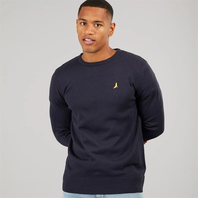 Brave Soul Mens Hybrid Knitted Jumper Navy