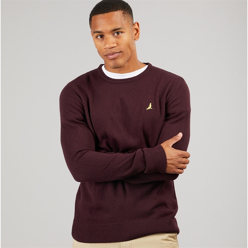 Brave Soul Mens Hybrid Knitted Jumper Oxblood