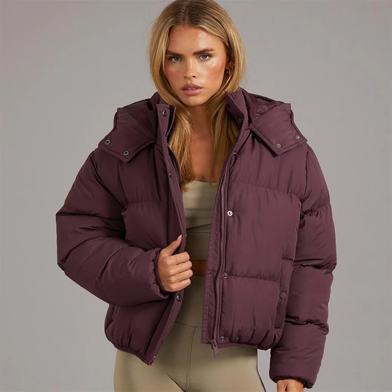 Brave Soul Womens Bunny Short Puffer Jacket Cherry Laquer