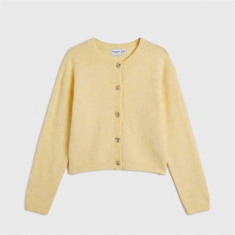 Brave Soul Womens Eva Raglan Cardigan Yellow