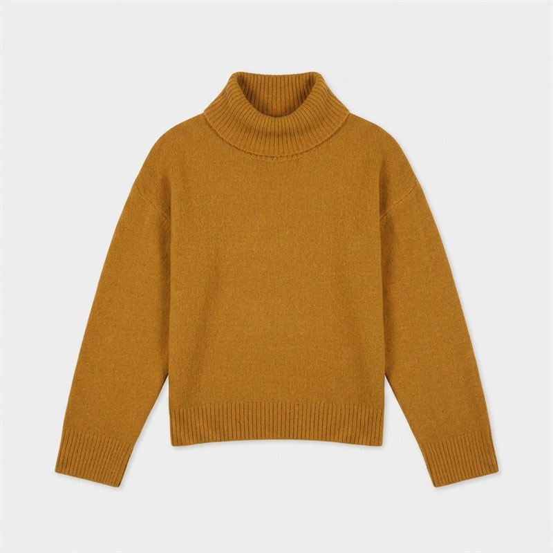Brave Soul Womens Mossy Roll Neck Jumper Ochre