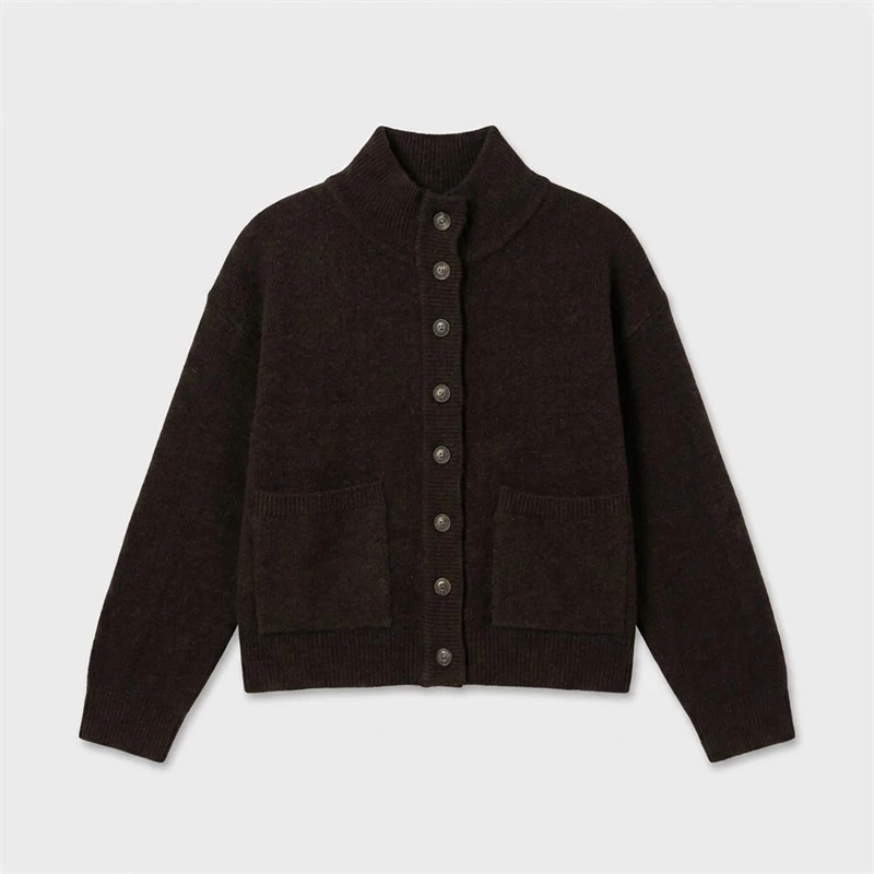 Brave Soul Womens Knitted Button Through Cardigan Chocolate