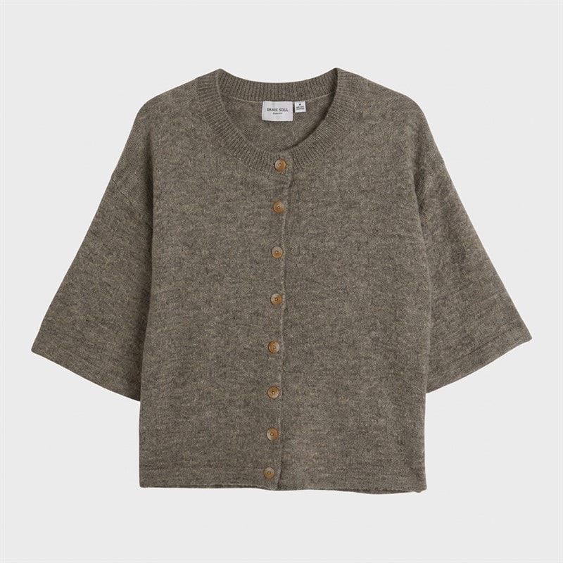 Brave Soul Womens Marshal Short Sleeve Cardigan Mocha