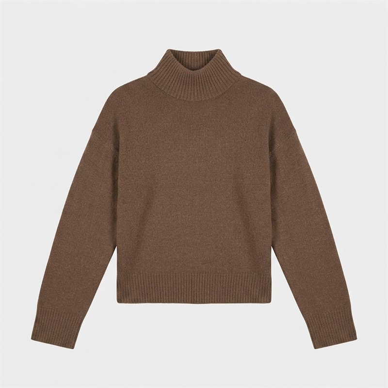 Brave Soul Womens Mossy Roll Neck Jumper Mocha