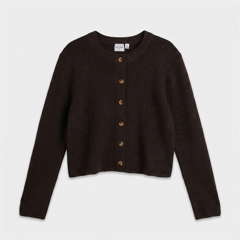 Brave Soul Womens Winter Fisherman Cardigan Bitter Chocolate