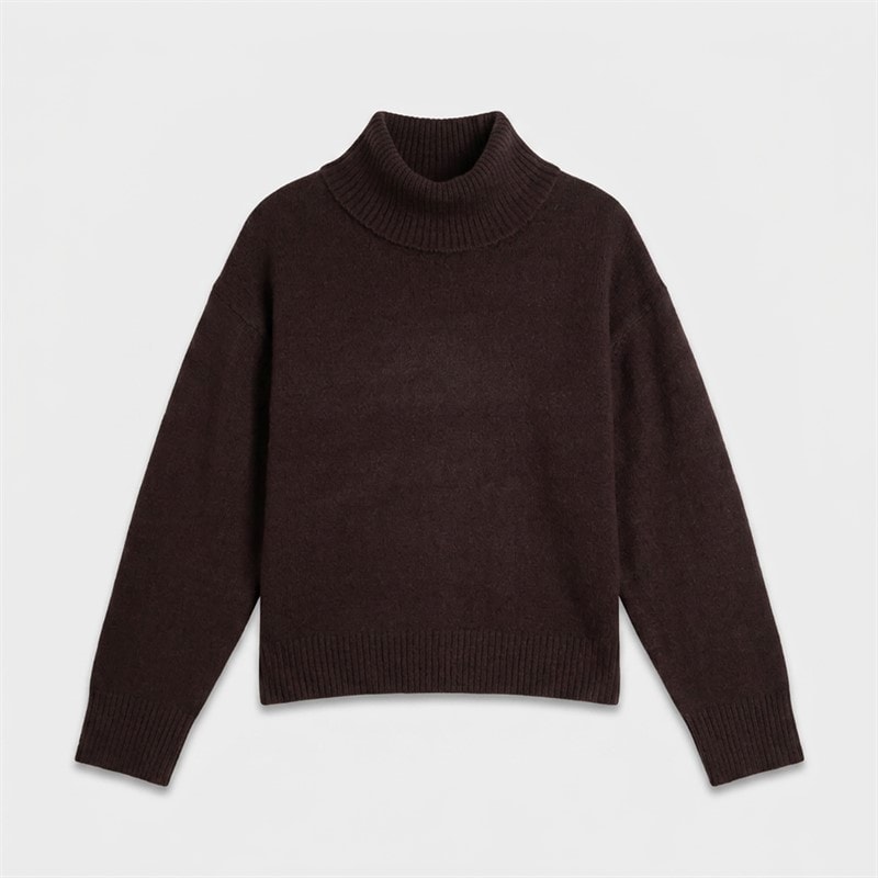 Brave Soul Womens Mossy Roll Neck Jumper Bitter Chocolate