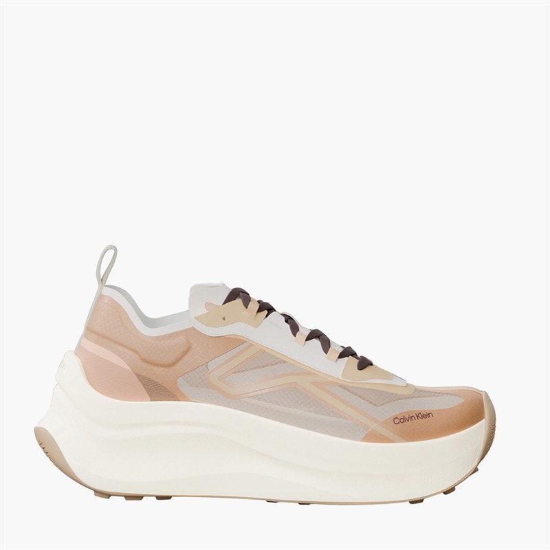 Calvin Klein Womens Chunky Runner Lace Up Trainers Light Cashew/Spanish Villa/Nomad