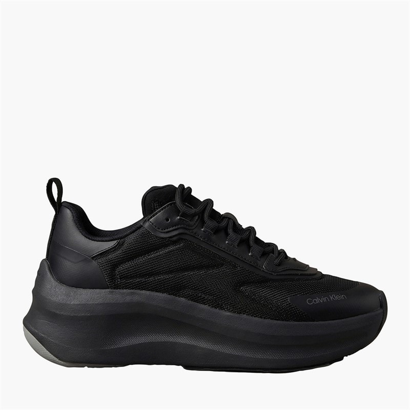 Calvin Klein Womens Chunky Runner Lace Up Trainers Triple Black