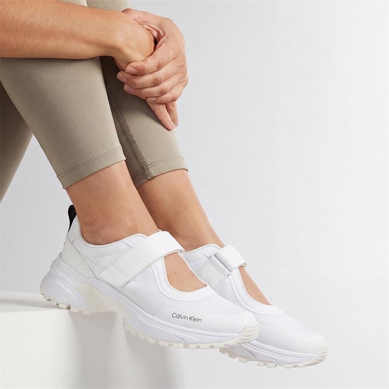 Calvin Klein Womens Trailblazer Velcro Runner Trainers Triple Bright White