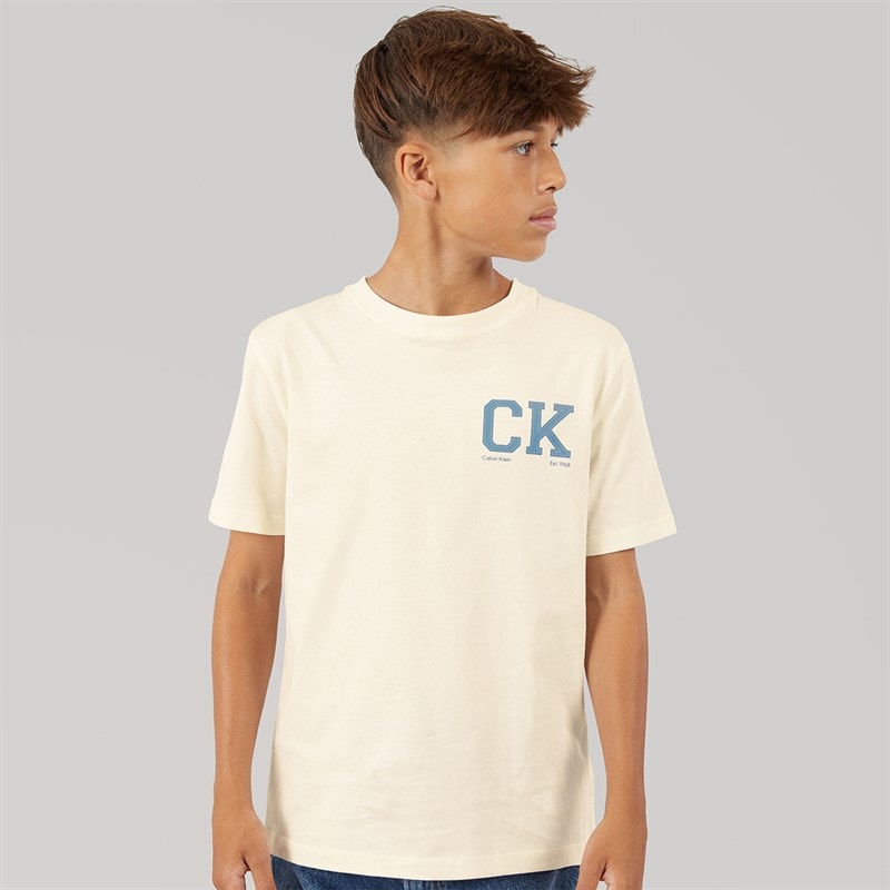 Calvin Klein Boys Chest Logo T-Shirt Vanilla Ice