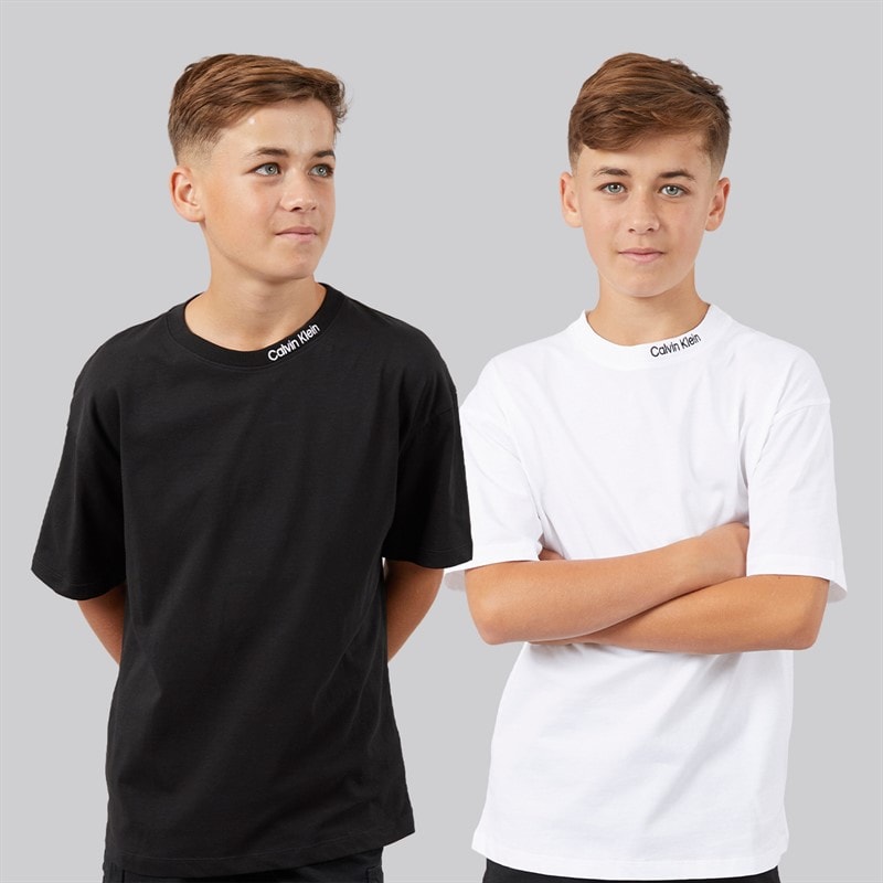 Calvin Klein Jeans Boys Two Pack Logo T-Shirts Bright White/Black