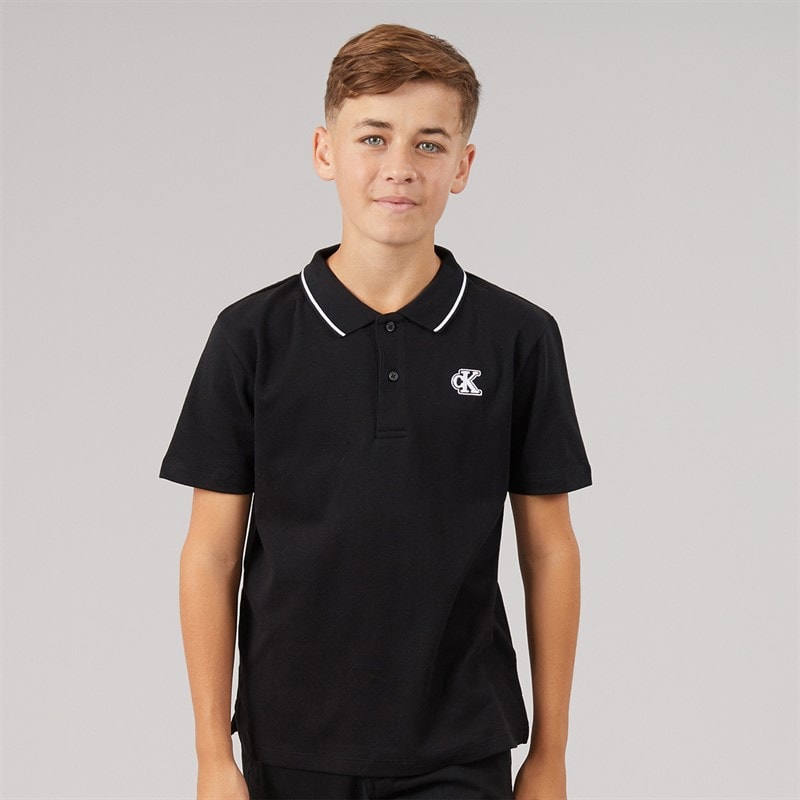 Calvin Klein Jeans Boys CK Monogram Polo Shirt Black