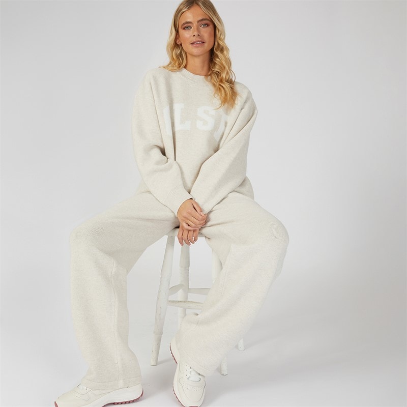 Closure London Womens Knitwear Crew Neck Jumper And Pants Set Oatmeal Marl